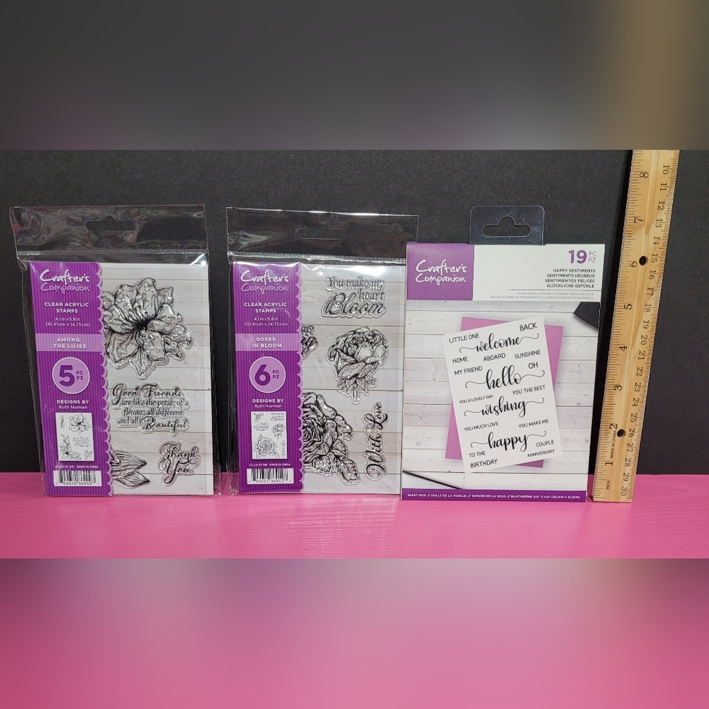 Crafter's Companion Clear Stamps Set.  Set Of 3 (10)